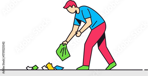 vigilant citizen picking up debris, nurturing a pristine, sustainable environment