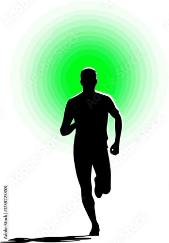 energized pursuit a silhouette strides ahead, guided by focused vision