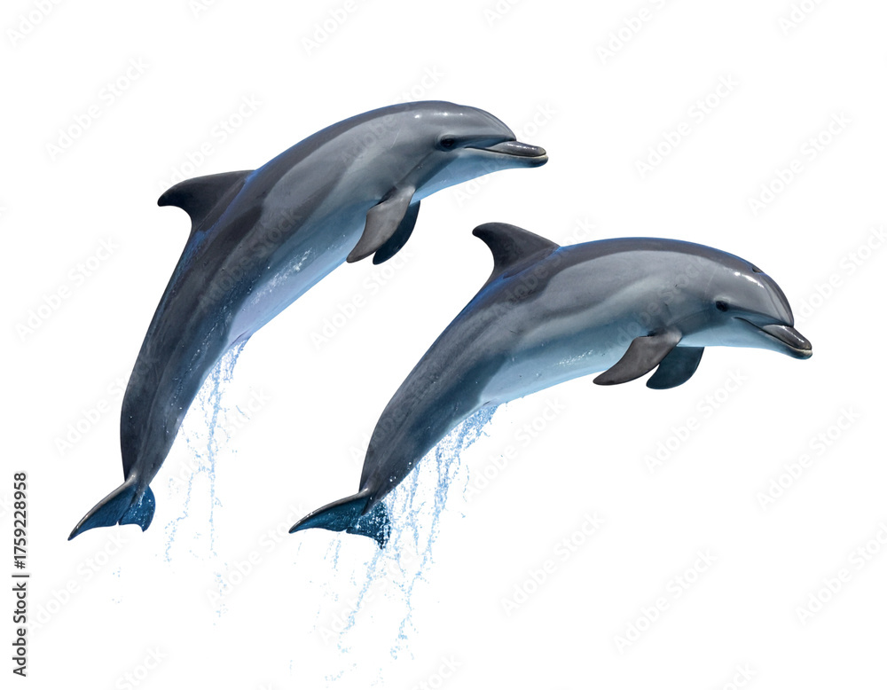 Obraz premium Dual Jumping Dolphin Variations — isolated on white background
