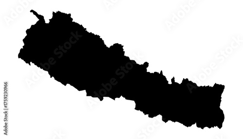 Nepal silhouette map. Nepal map vector. Nepal map on white background