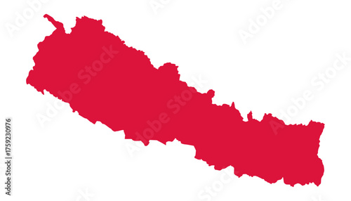 Nepal red map. Nepal map vector. Nepal map on white background