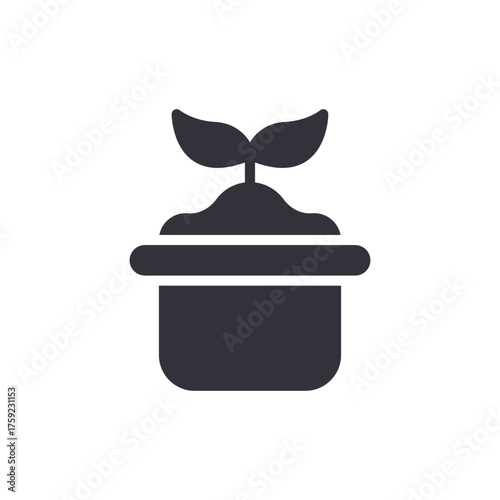 Plant In Pot Vector Illustration Ecology Symbol Green