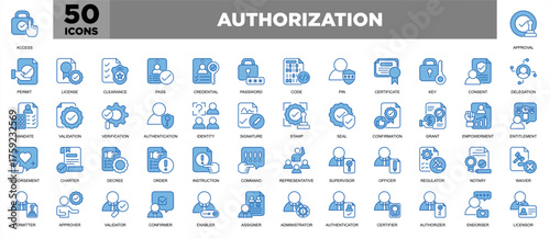 Authorization Icon Sheet Blue White Illustration