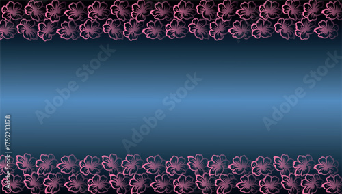 Elegant Floral Border Vector Background with Blue Gradient