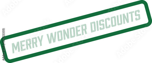 Modern vector stamp design with Merry Wonder Discounts text ideal for seasonal marketing campaigns