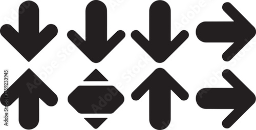 Collection of black arrows pointing in different directions