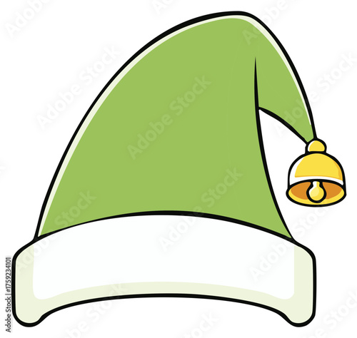 Christmas Elf Hat with Bell, Festive Green Hat for Holiday Season
