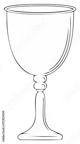 Elegant goblet outline with a stemmed base and bulbous center detail, a symbol of celebration and refinement