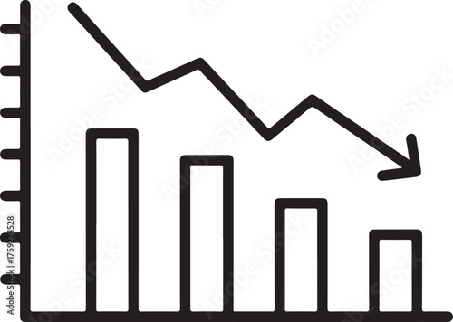 Downturn graph illustrating declining trends and financial loss