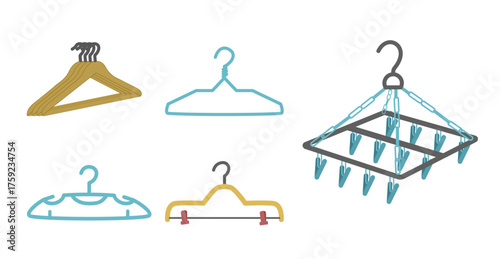Assortment of Clothes Hangers and Laundry Drying Racks