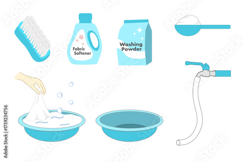 Laundry Washing Equipment and Products Illustration