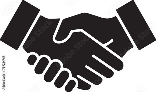 Symbolic black silhouette of two hands shaking in agreement