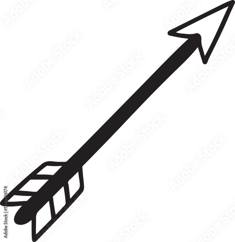 Hand drawn arrow illustration with fletching detail