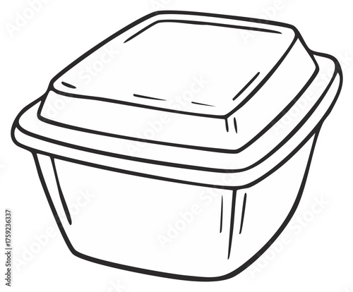 Simple line drawing of a square food container with a lid