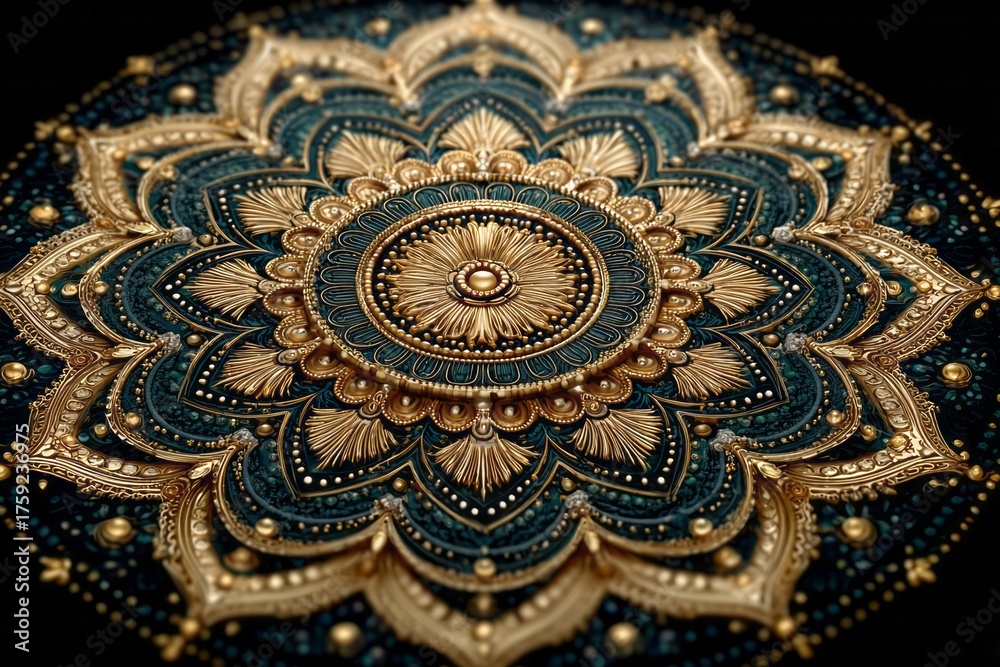 Obraz premium Intricate golden mandala design pattern, art