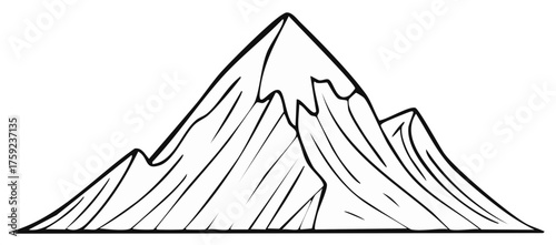 Bold Outline Illustration of a Mountain Range Silhouette, Ideal for Vector Graphics and Nature Concepts