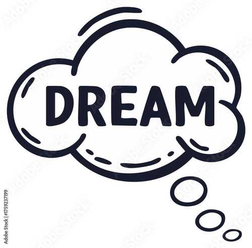 Hand drawn thought bubble with Dream text for inspiration and motivation