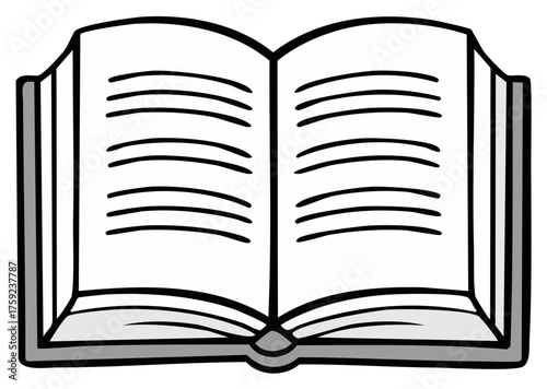 Graphic Open Book Illustration, Symbol of Knowledge, Education, and Reading Concepts