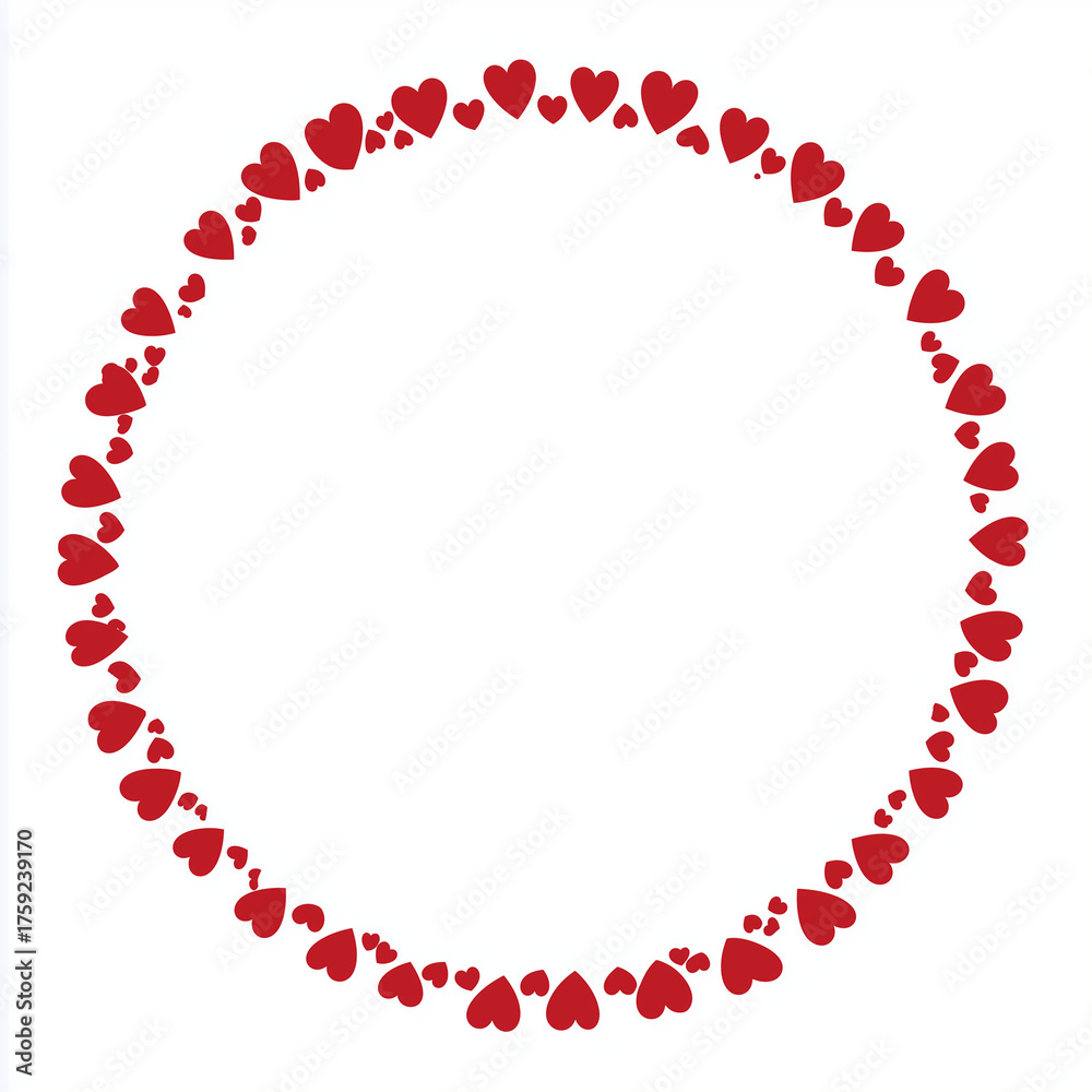 Obraz premium Red Heart Circle Frame on White Background