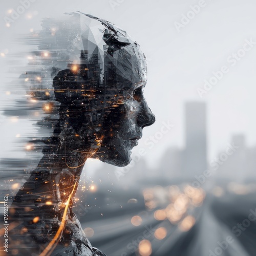 robot man in the city