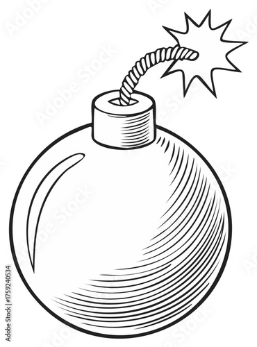 Explosive Round Bomb with Lit Fuse Illustration