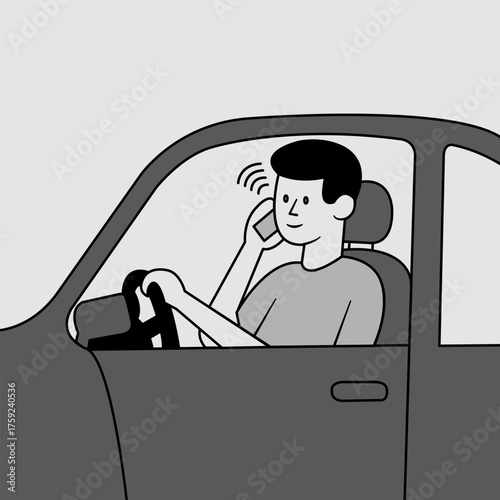 man in car