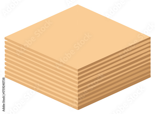 Stack of Cardboard Squares in Isometric Perspective