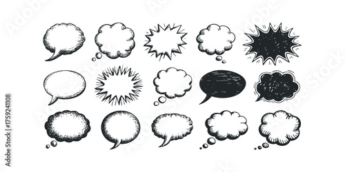 Collection of Hand Drawn Speech and Thought Bubbles
