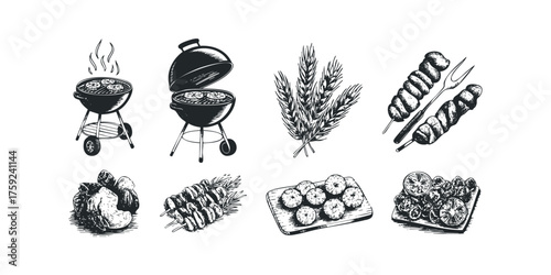Barbecue Grill and Food Collection