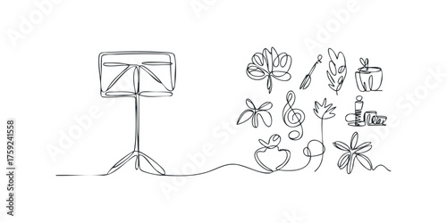 Continuous Line Music Stand and Floral Elements