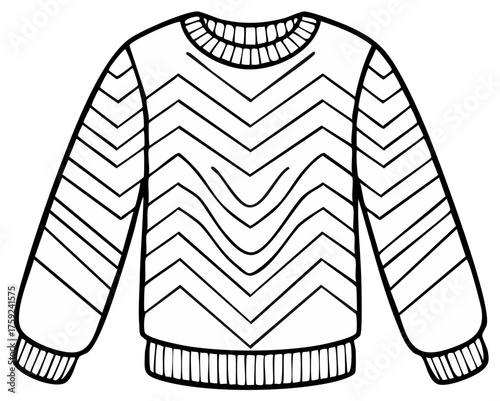 Sweater Coloring Page with Chevron Pattern Knit Graphic