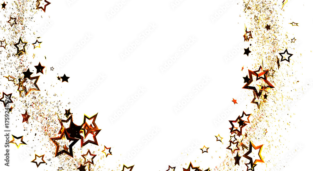 Obraz premium A beautiful background featuring a cluster of gold stars on a white canvas. Perfect for design elements and holiday themes.