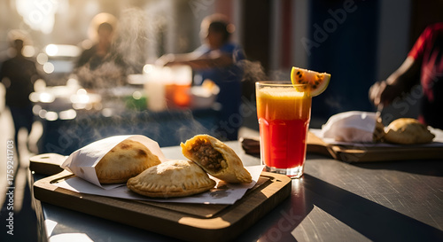 Delectable Empanadas And Fresh Juice: A Culinary Portrait Of Deliciousness