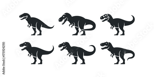 Six Tyrannosaurus Rex Dinosaur Silhouettes