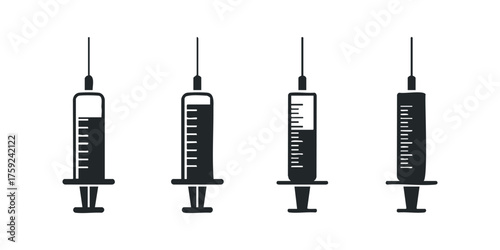 Four Syringe Icons with Varying Liquid Levels