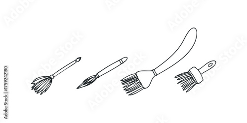 Variety of Paintbrush and Tool Implements