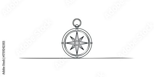 Simple outline compass symbol with starburst points