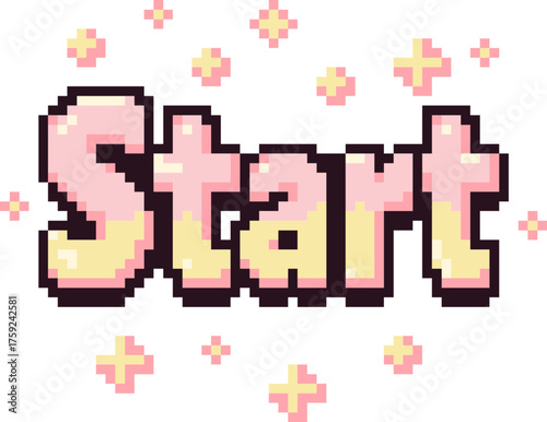 pixel illustration of sparkling pastel "Start" game button
