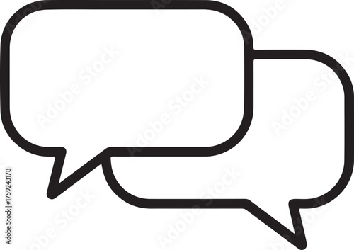 Simple outline of two intersecting speech bubbles for communication and conversation