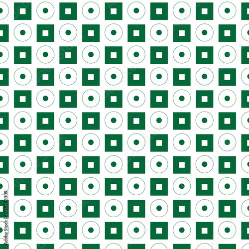 Seamless pattern with geometric square and circle shapes