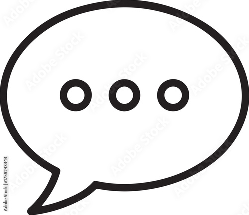 Simple outline speech bubble with three dots indicating conversation or thinking