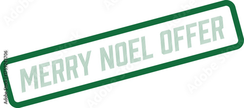 Merry Noel Offer festive green rubber stamp symbol for special holiday promotions and deals