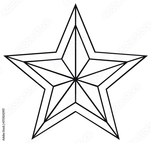Geometric Star Shape Illustration with Bold Outline and Inner Divisions