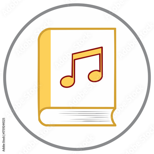 Music book icon representing song education learning and entertainment flat graphic illustration