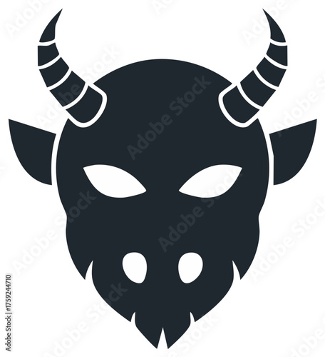 Stylized Silhouette of a Mythical Creature Featuring Antlers and a Pointed Chin for Illustration Purposes