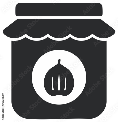 Fig jam jar illustration in dark color simple and elegant style