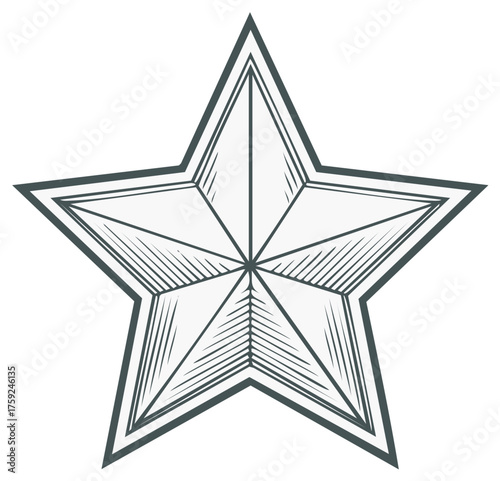 Engraved five pointed star symbol illustration