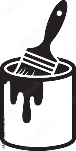 Paint can with brush isolated on white background, a symbol of creativity and art