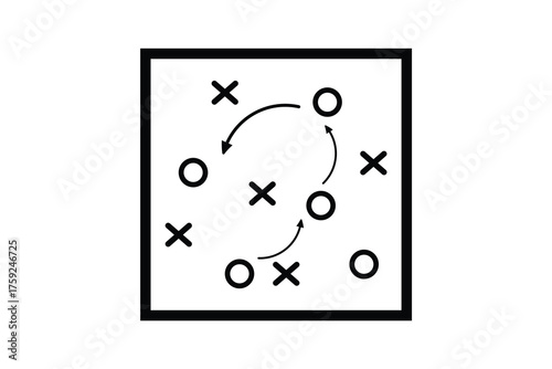 Soccer field Vector Strategy Plan game icon, soccer strategy game plan icon.
