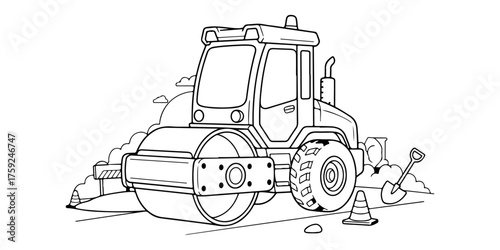 hibi Road Roller Coloring Page